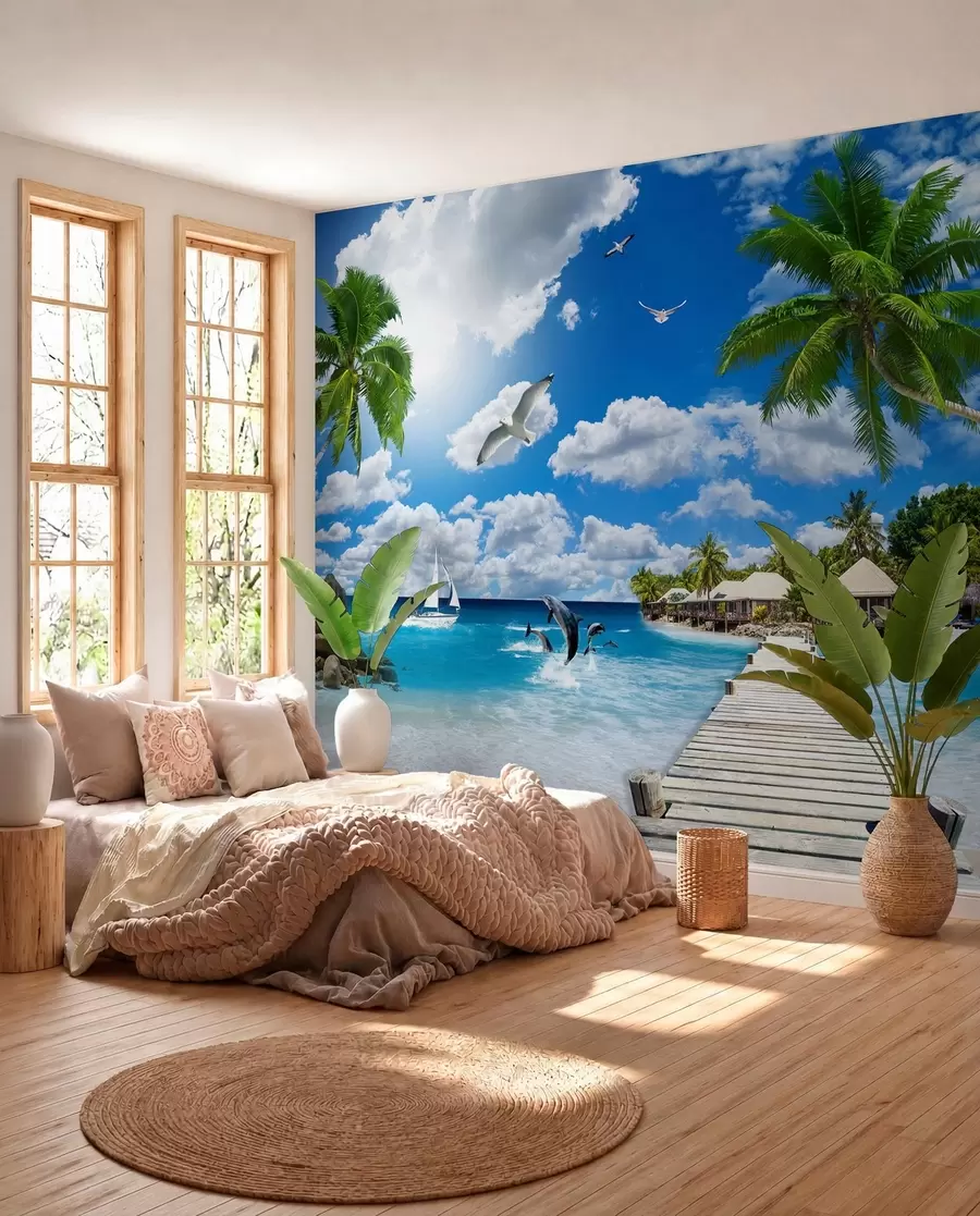 Fototapetai Palmės prie žydro vandens u06969