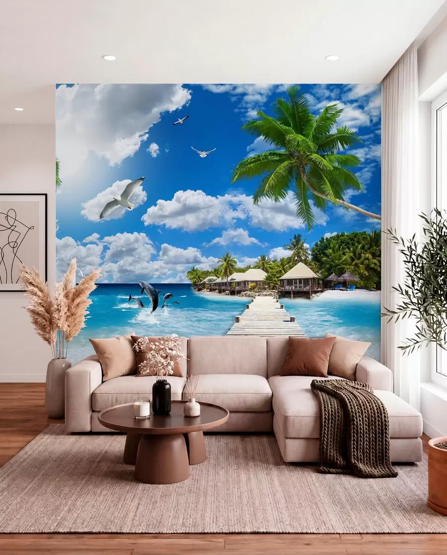 Fototapetai Palmės prie žydro vandens u06969