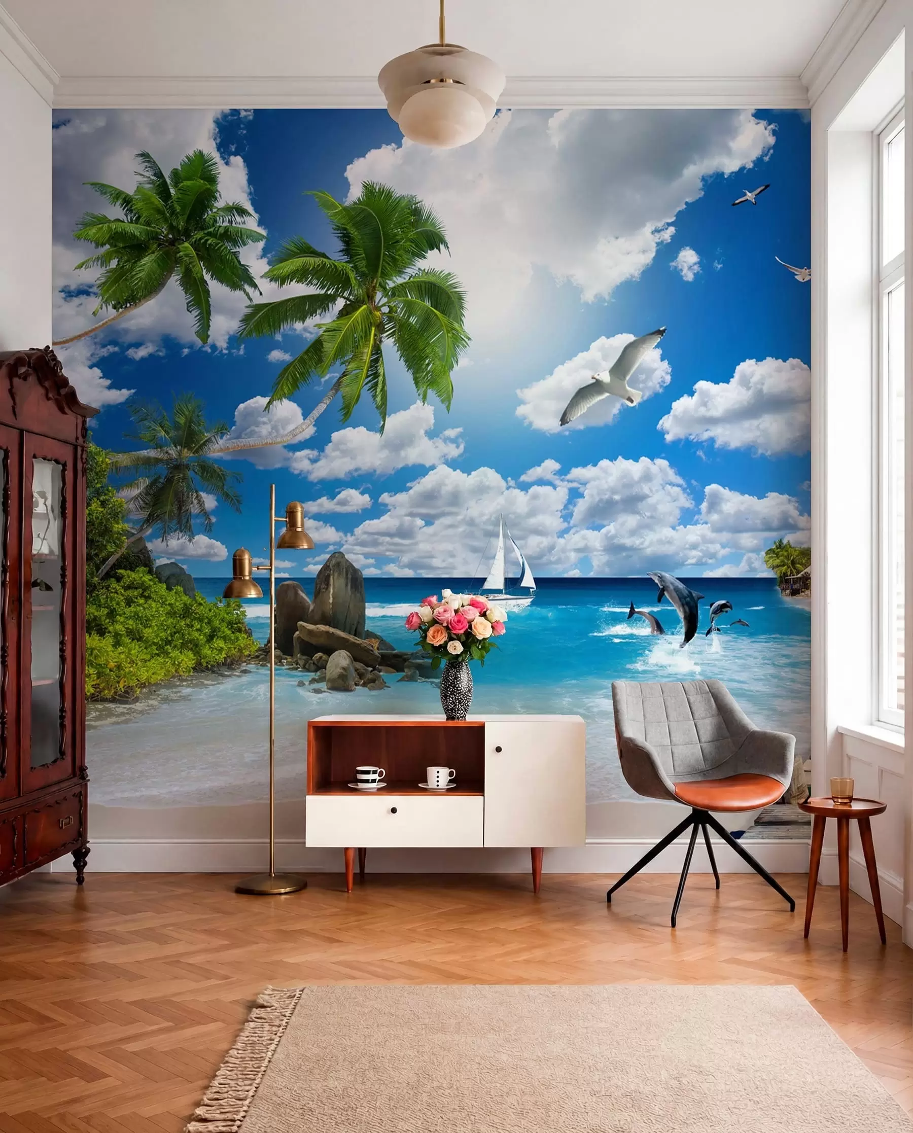 Fototapetai Palmės prie žydro vandens u06969