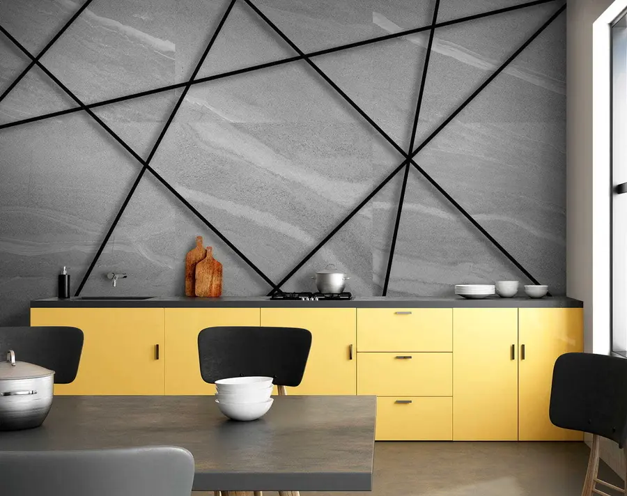 Fototapetai Pilkas marmuras ir juodos linijos u16341