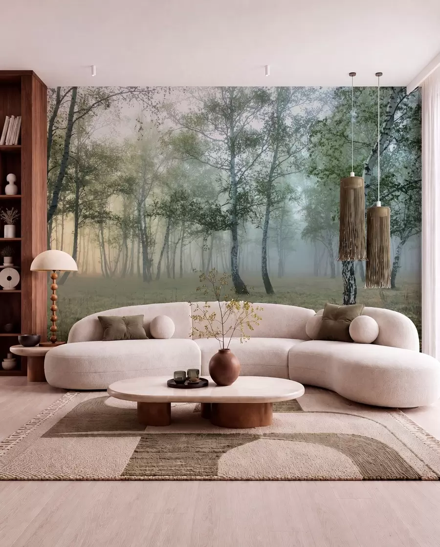 Fototapetai Miglotas beržų miškas u25820