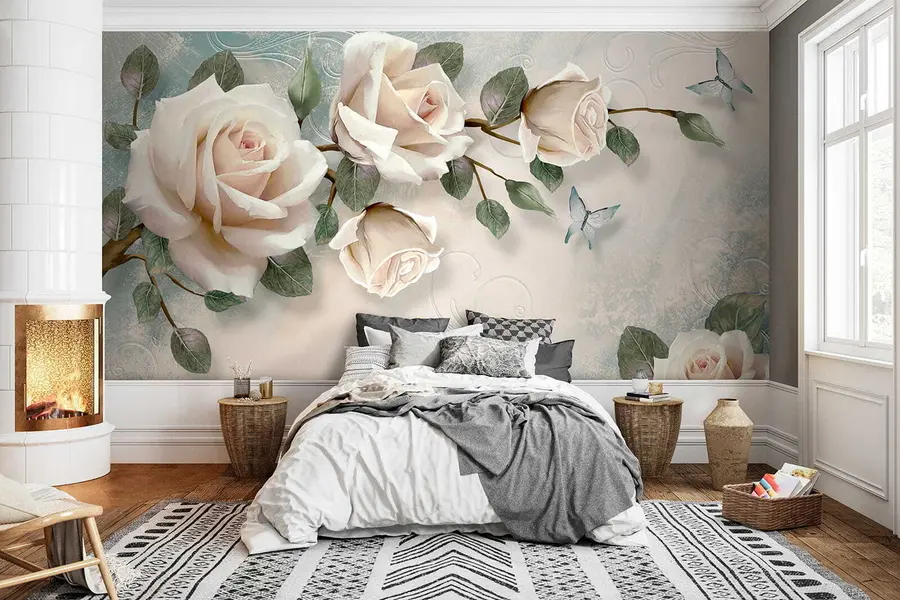 Fototapetai Kreminės rožės u31353