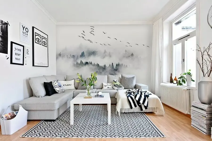 Fototapetai Miglotas miškas ir paukščiai u32480