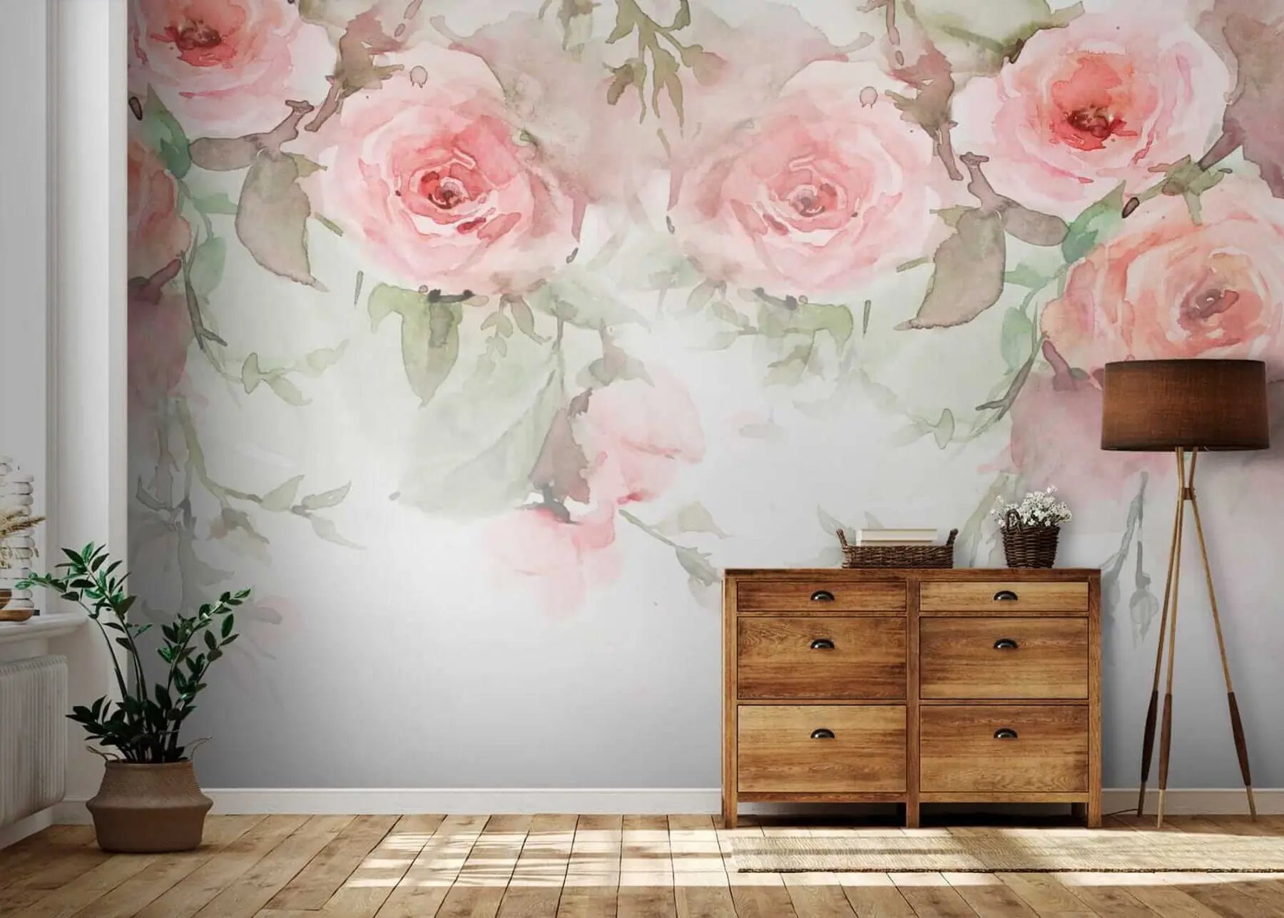 Fototapetai Rožinės akvarelės rožės u34659