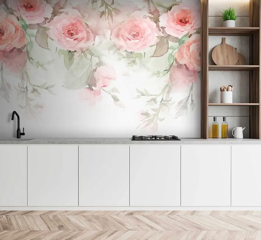 Fototapetai Rožinės akvarelės rožės u34659