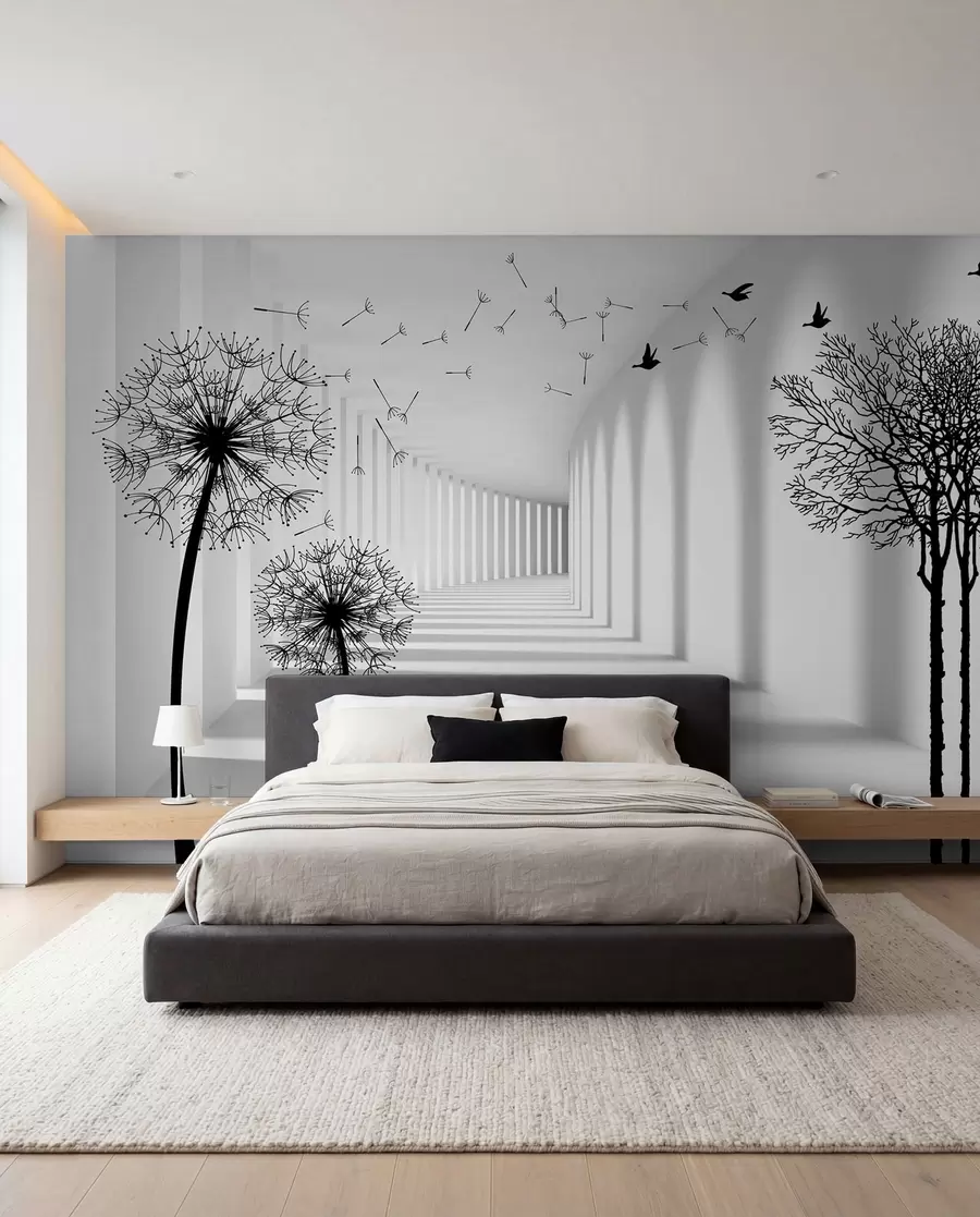 Fototapetai 3D tunelis ir pienės u37803