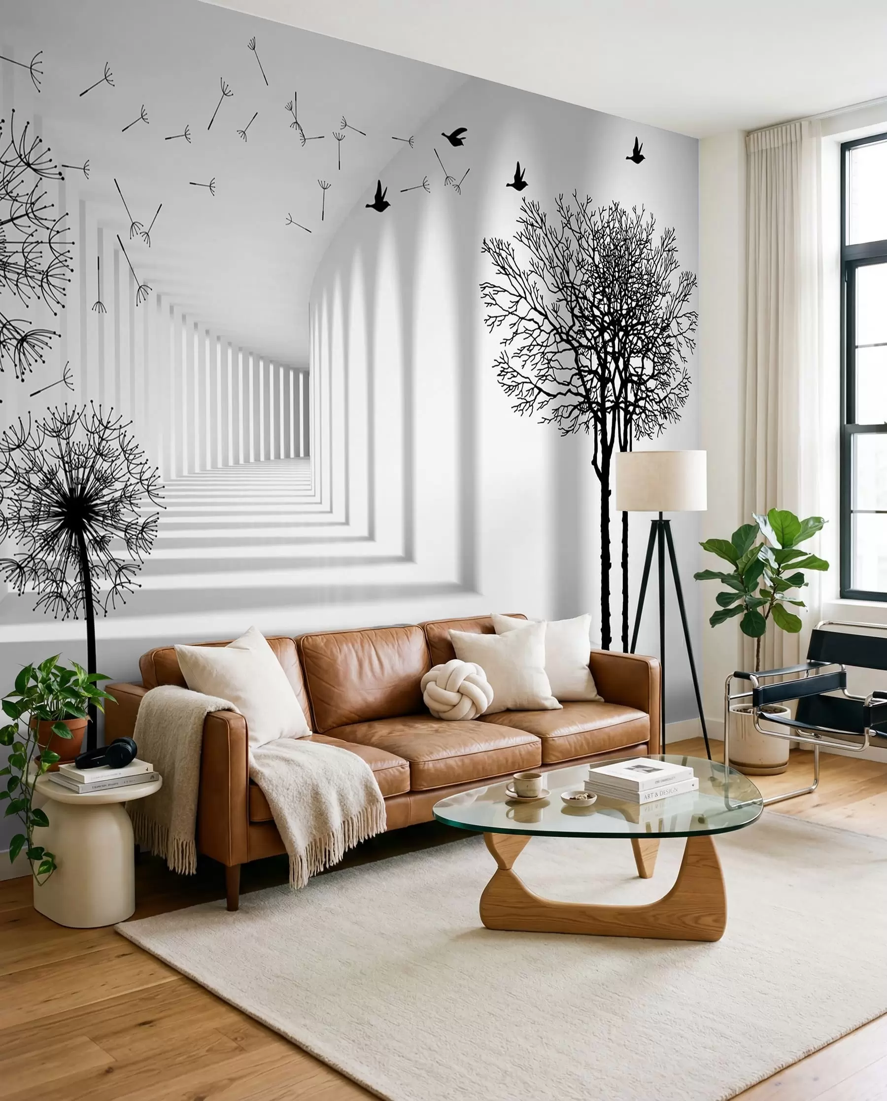 Fototapetai 3D tunelis ir pienės u37803