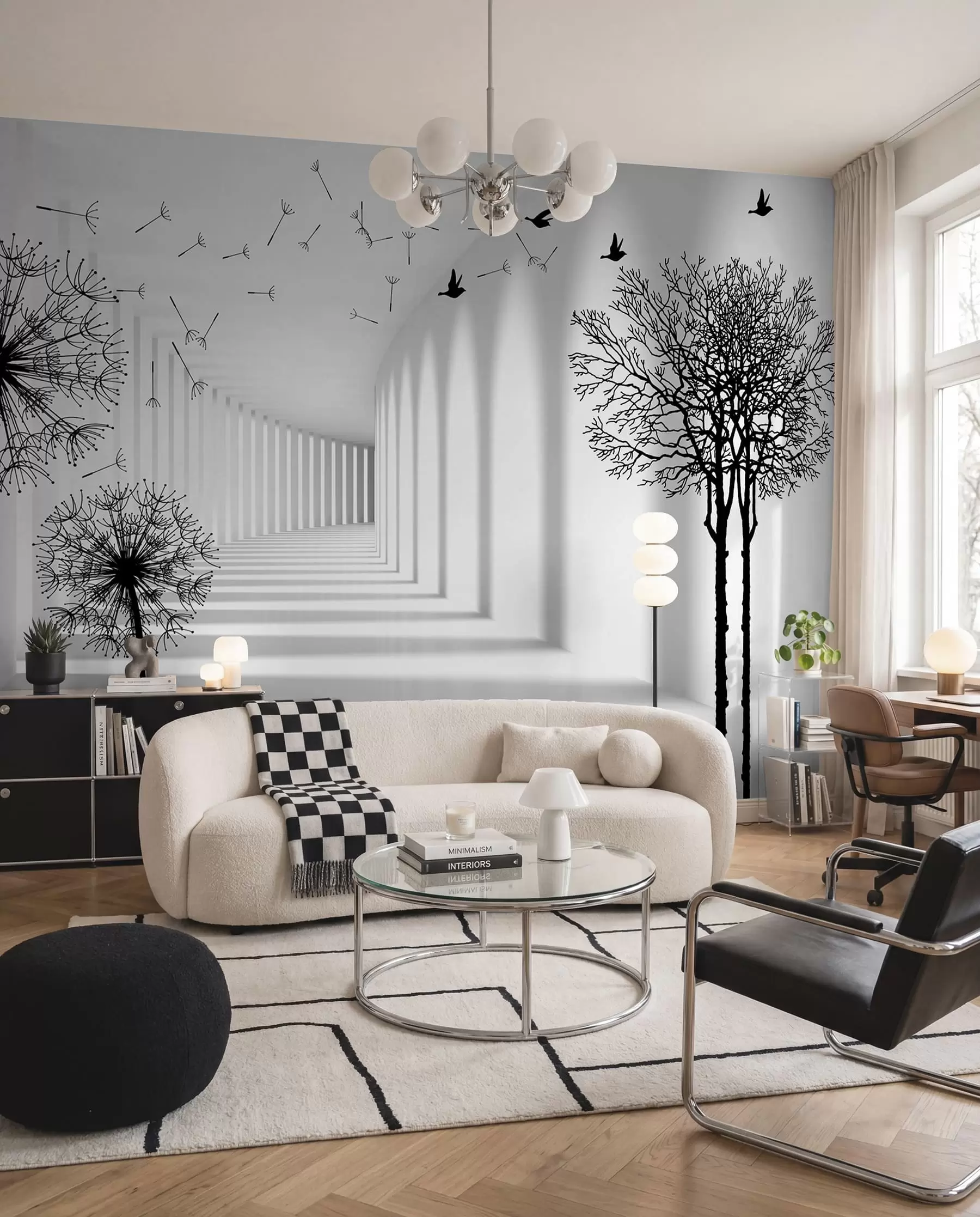 Fototapetai 3D tunelis ir pienės u37803
