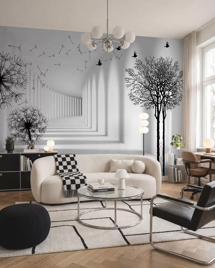 Fototapetai 3D tunelis ir pienės u37803