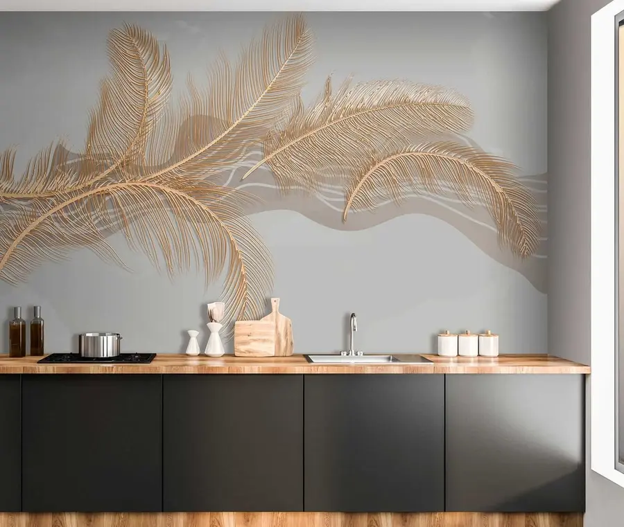 Fototapetai Didelės trapios plunksnos pilkame fone u40388