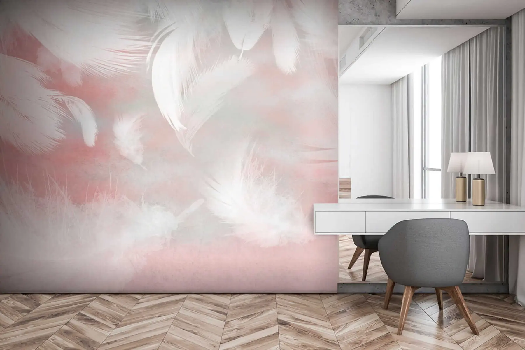 Fototapetai Rožinė spalva, debesys ir menas u41755