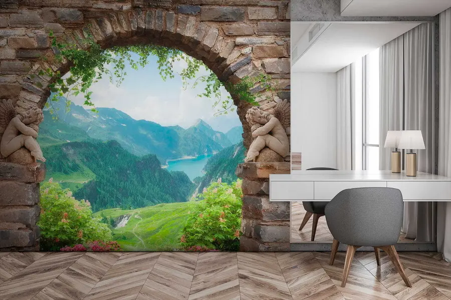 Fototapetai Arka su vaizdu į kalnus u52506