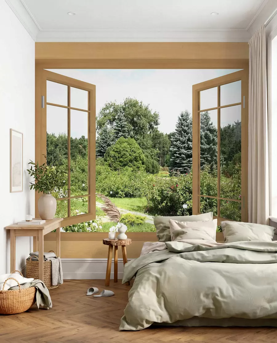 Fototapetai Atviras langas į sodą u60673