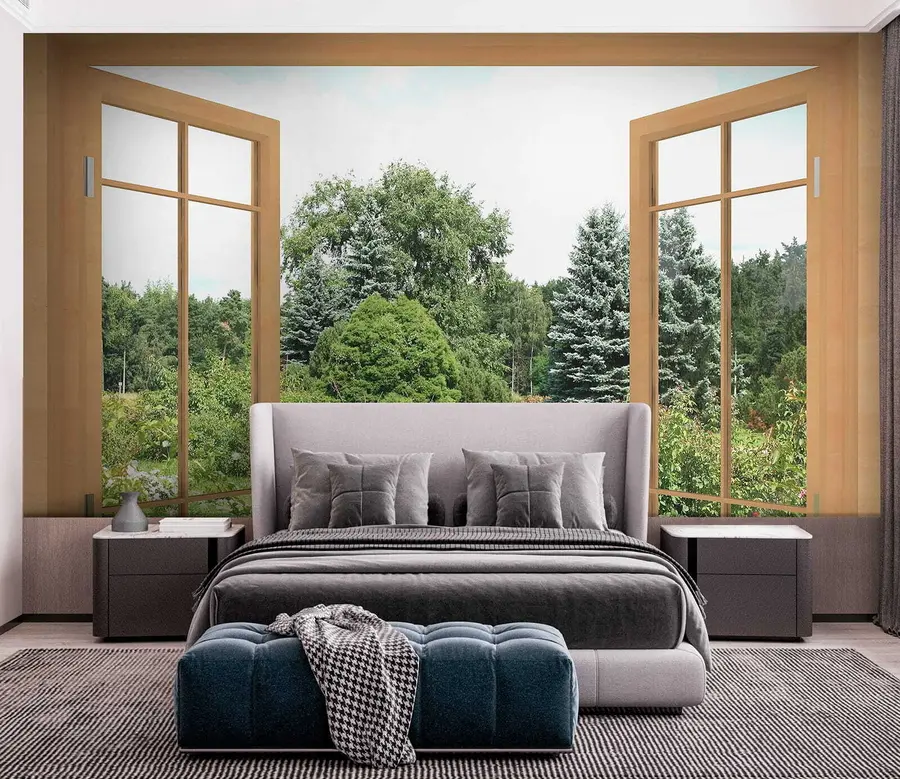 Fototapetai Vaizdas pro langą į mišką u60673