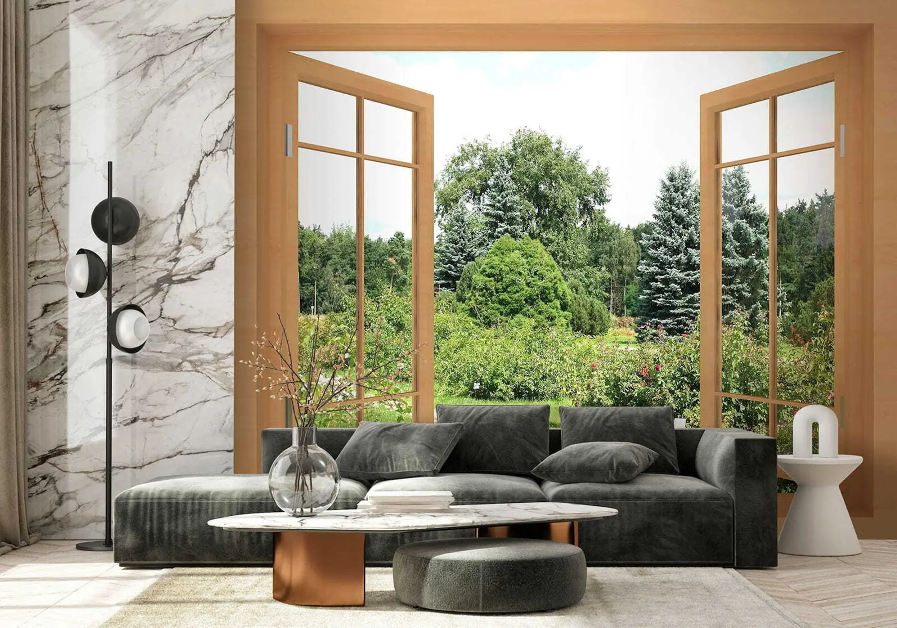 Fototapetai Vaizdas pro langą į mišką u60673