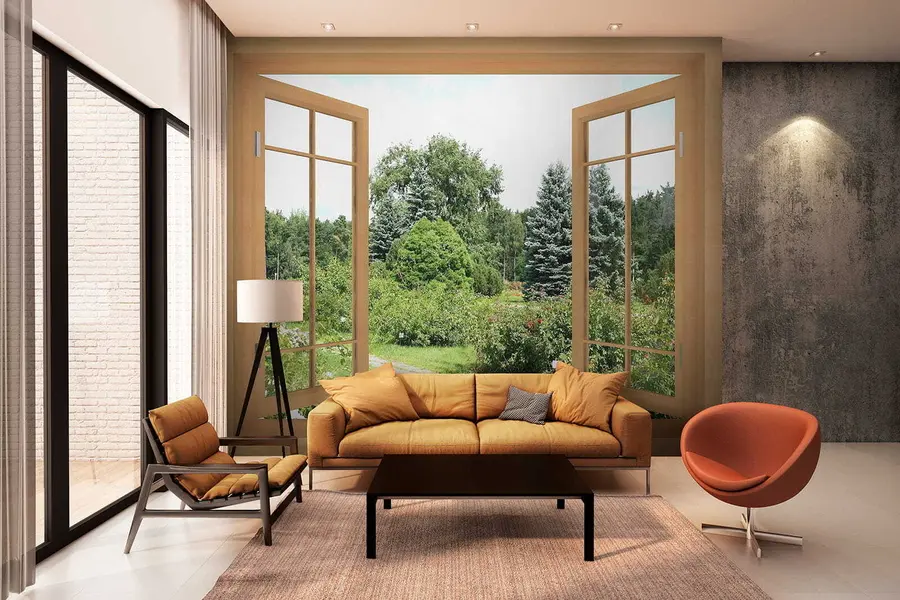 Fototapetai Vaizdas pro langą į mišką u60673