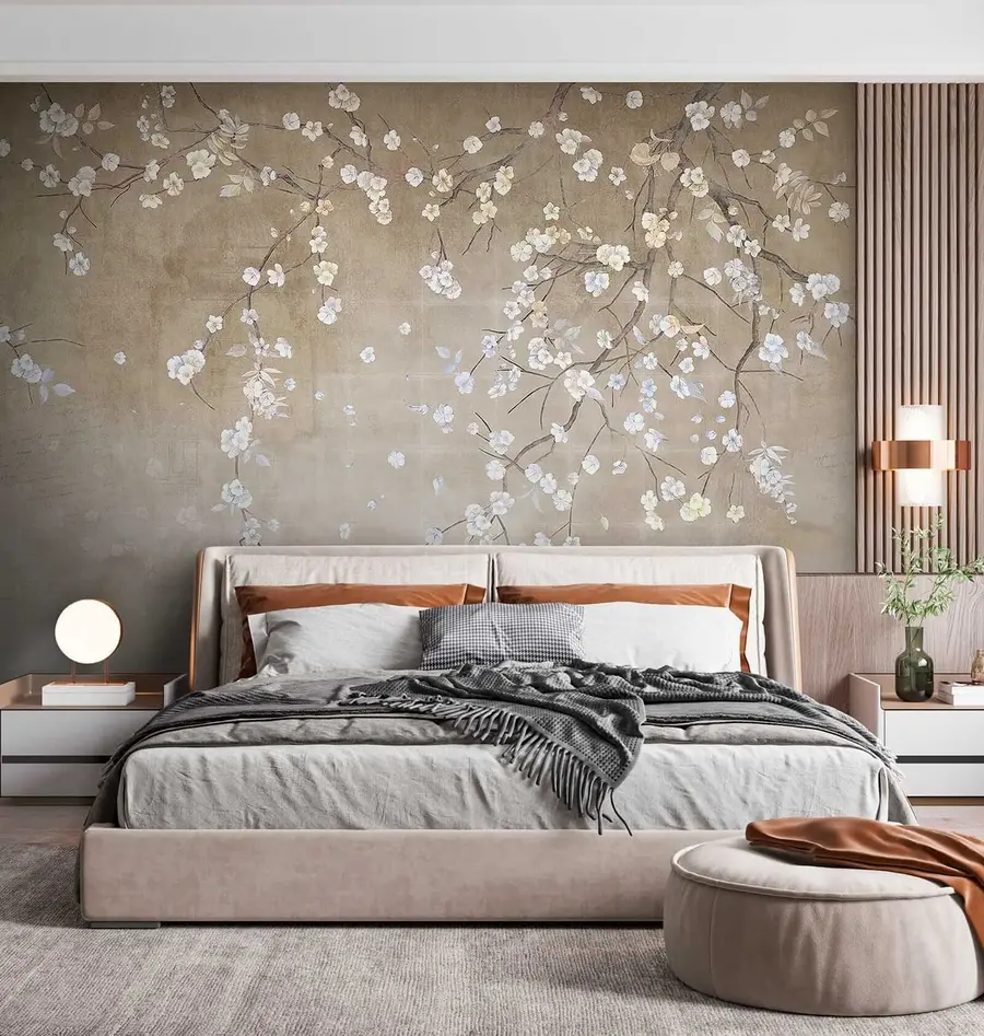 Fototapetai Žydintis medis ant aptriušusios sienos u61369