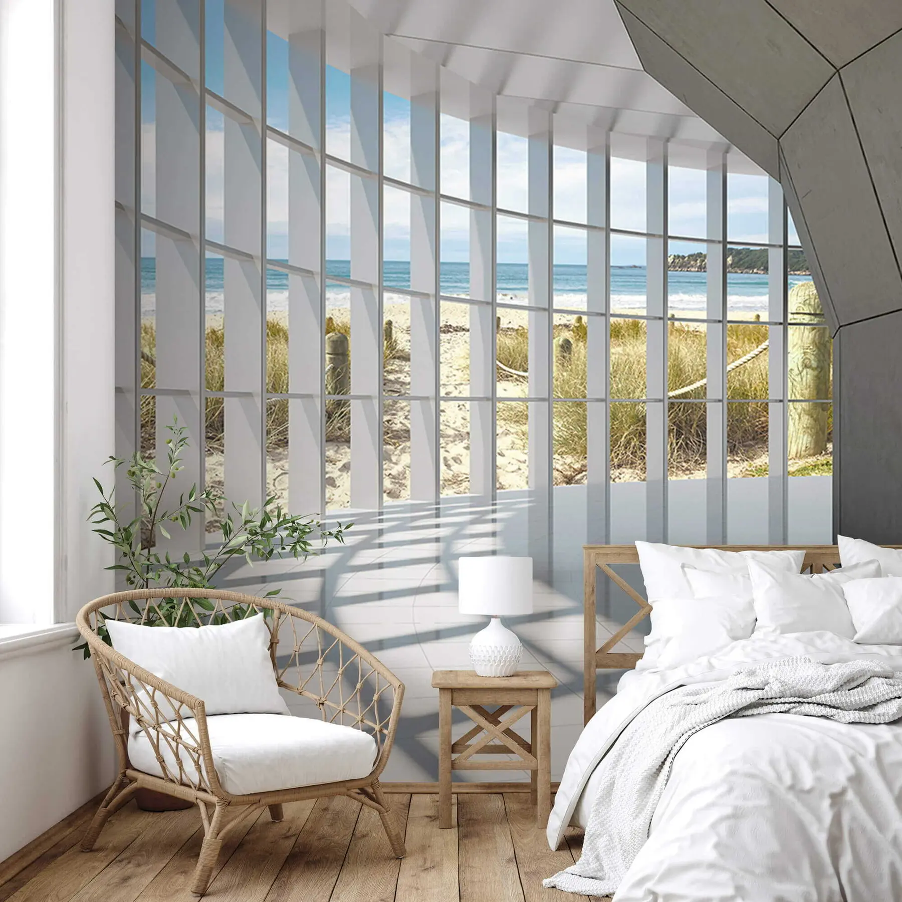 Fototapetai 3D koridorius su vaizdu į jūrą u70513