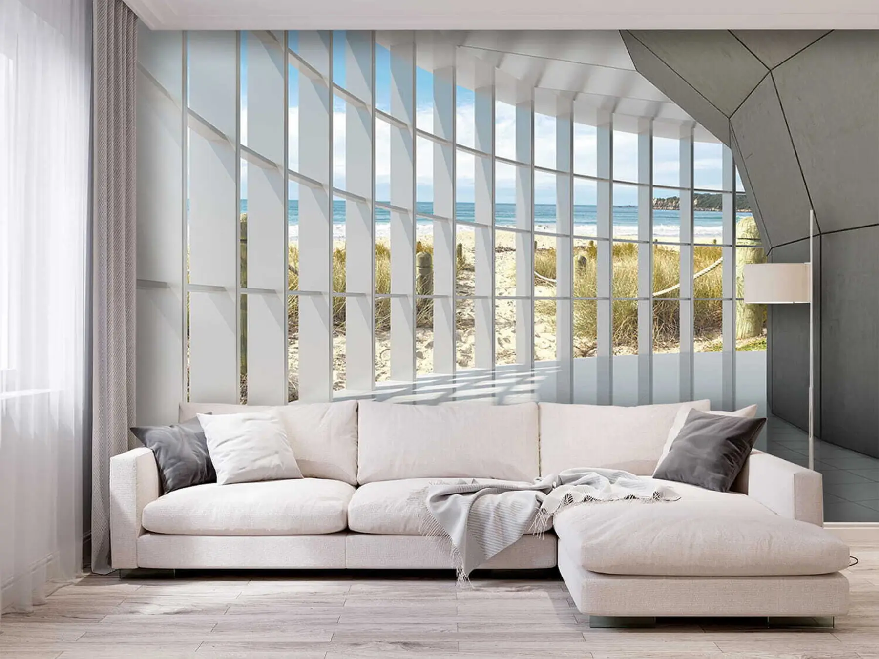 Fototapetai 3D koridorius su vaizdu į jūrą u70513