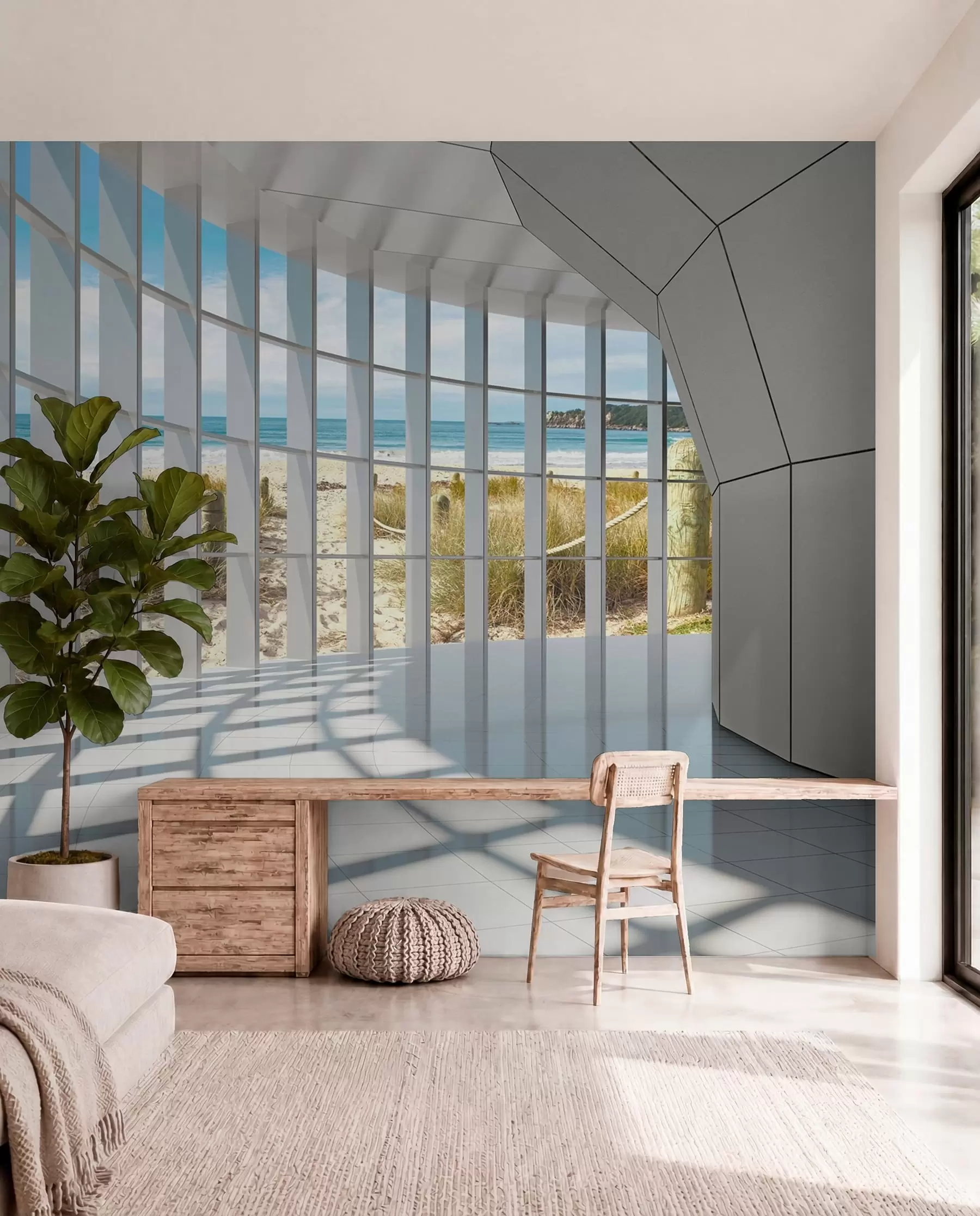 Fototapetai 3D koridorius su vaizdu į jūrą u70513