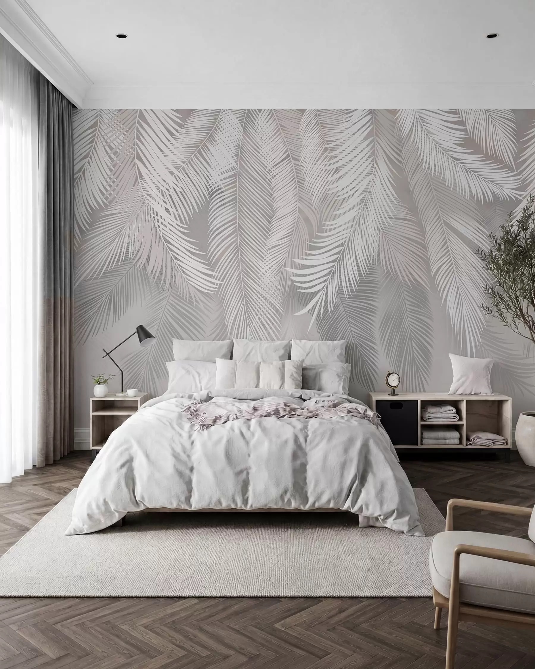 Fototapetai Pilki palmių lapai u48556