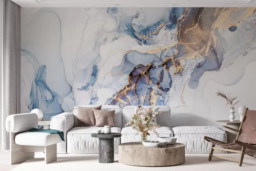 Fototapetai Baltai mėlynas marmuras, skystas u70767