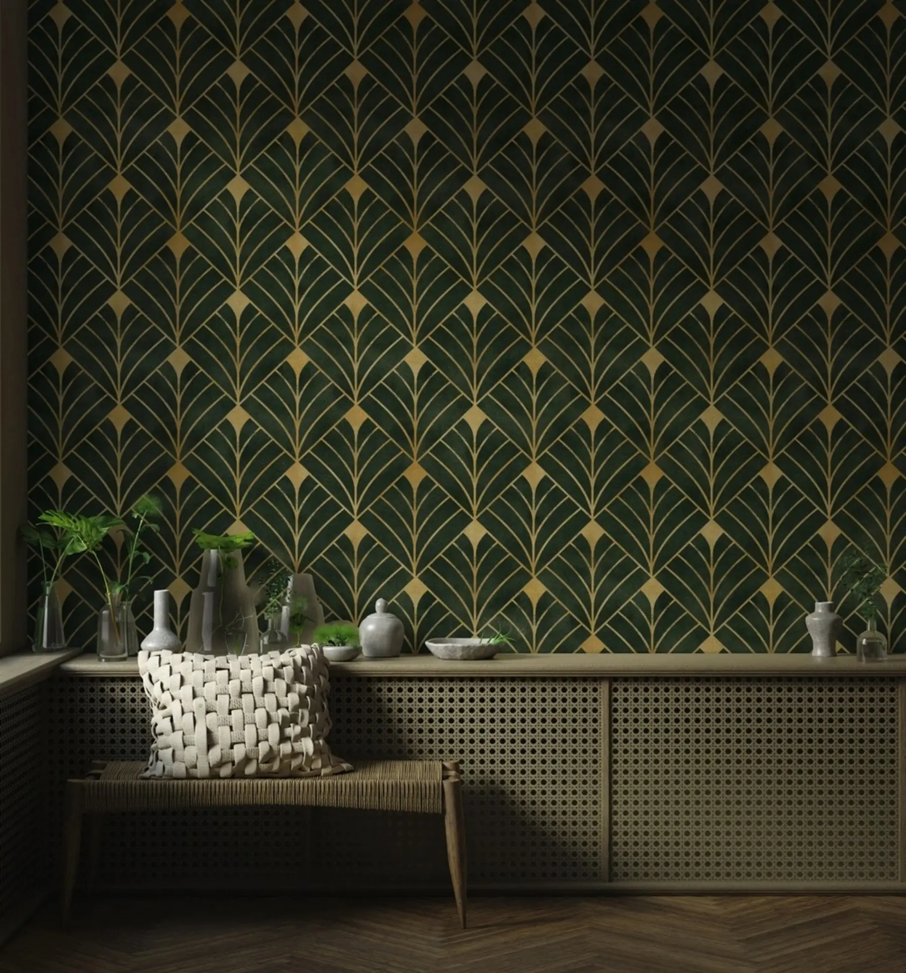 Fototapetai Geometrinis raštas smaragdo spalvos fone u71347