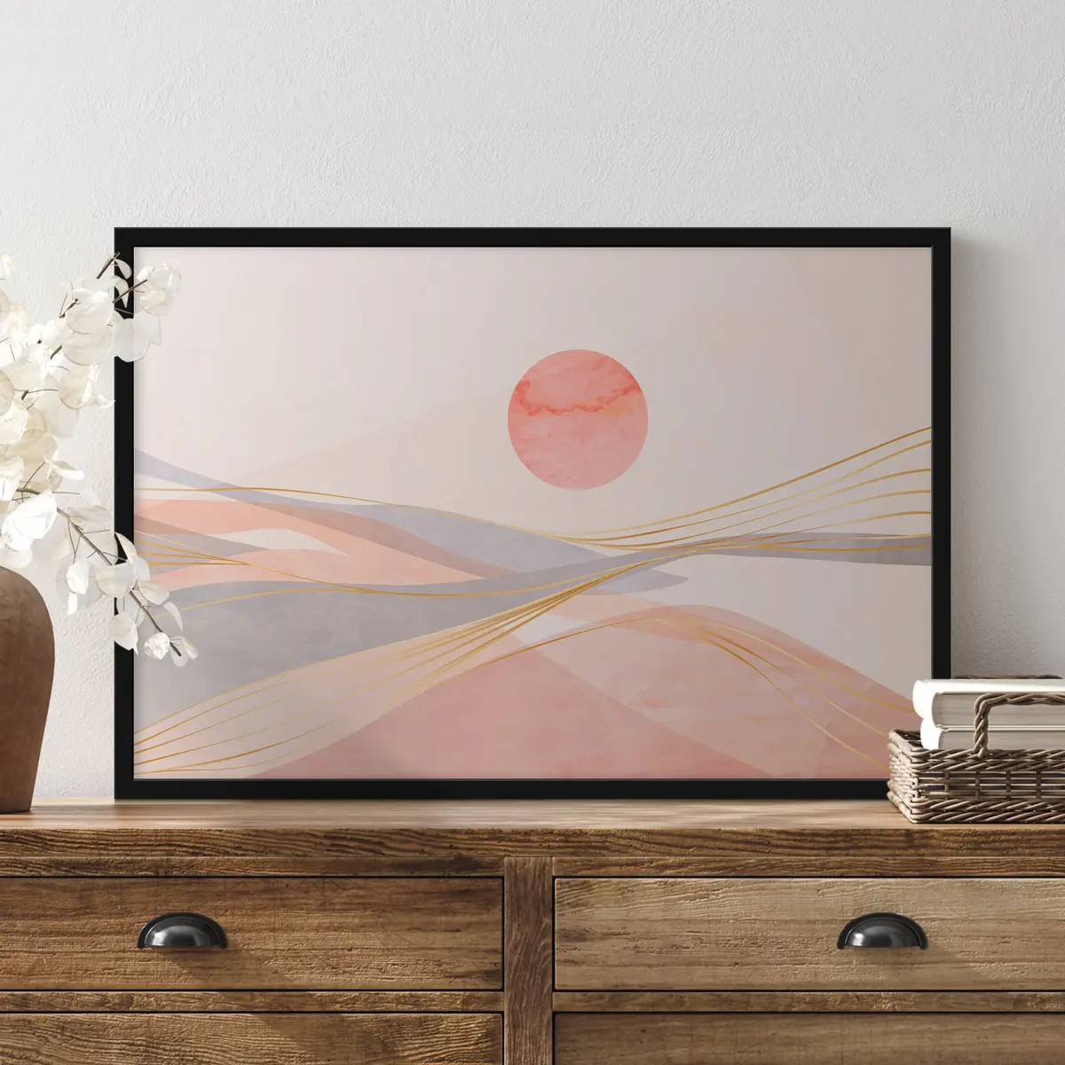 Plakatas Ramioji saulėlydis virš švelnių bangų f37548