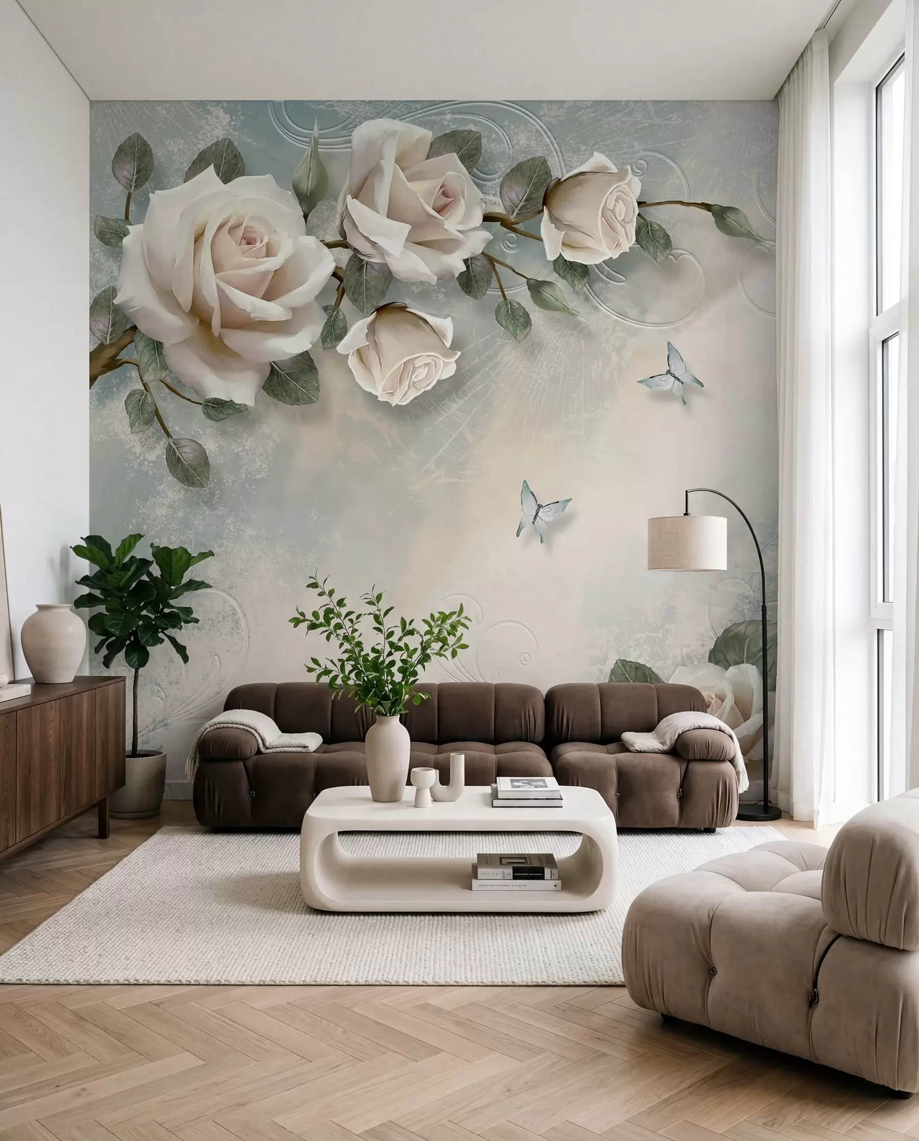Fototapetai Kreminės rožės šakelė u31353d1