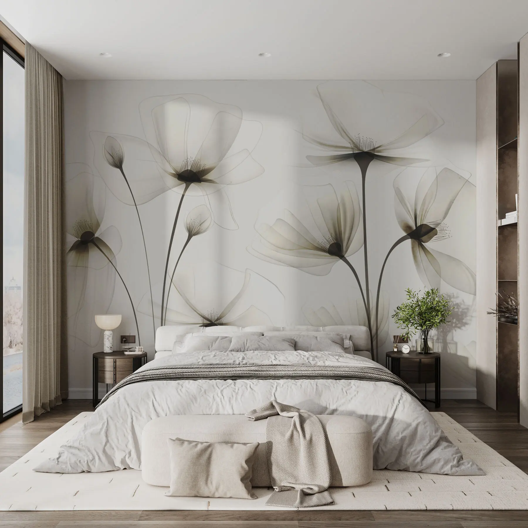 Fototapetai Skaidrios akvarelės gėlės w00143