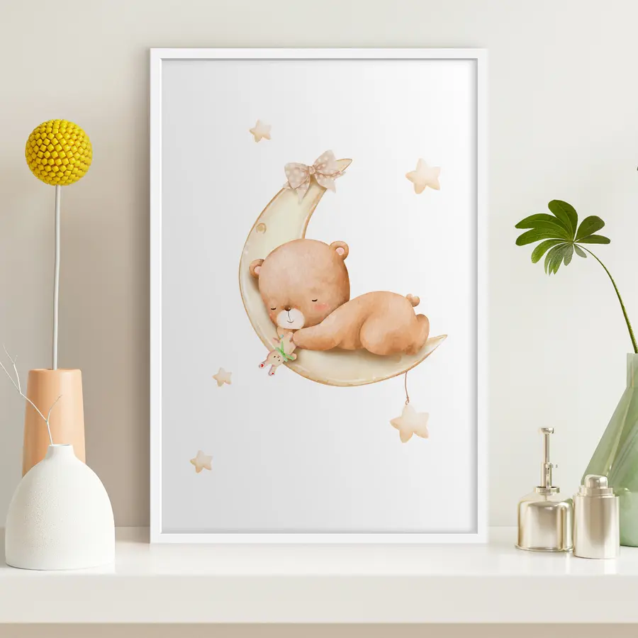 Paveikslėlis Mielas meškiukas, svajojantis apie mėnulį f37917