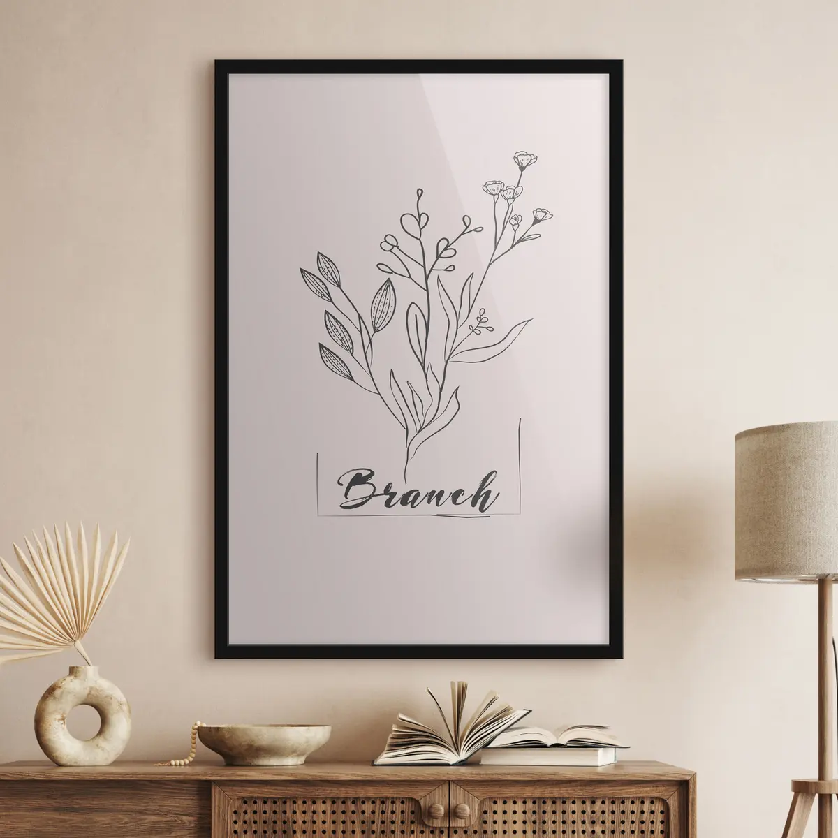 Plakatas Elegantiška botaninė iliustracija su šakų dizainu f38008