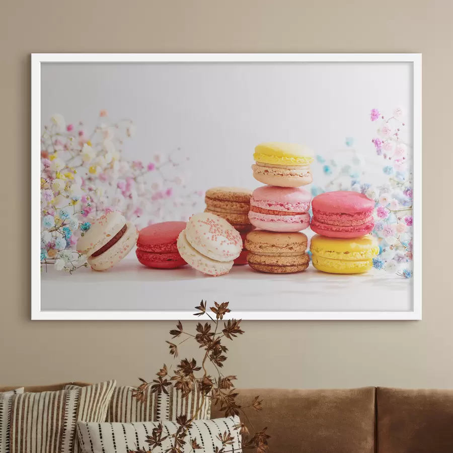 Fototapetai Spalvingi makaronai tarp subtilaus gėlių f37757