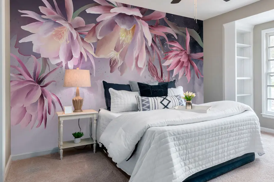 Fototapetai Didelės vandens lelijos gėlės abstrakčiame akvarelės fone w00387