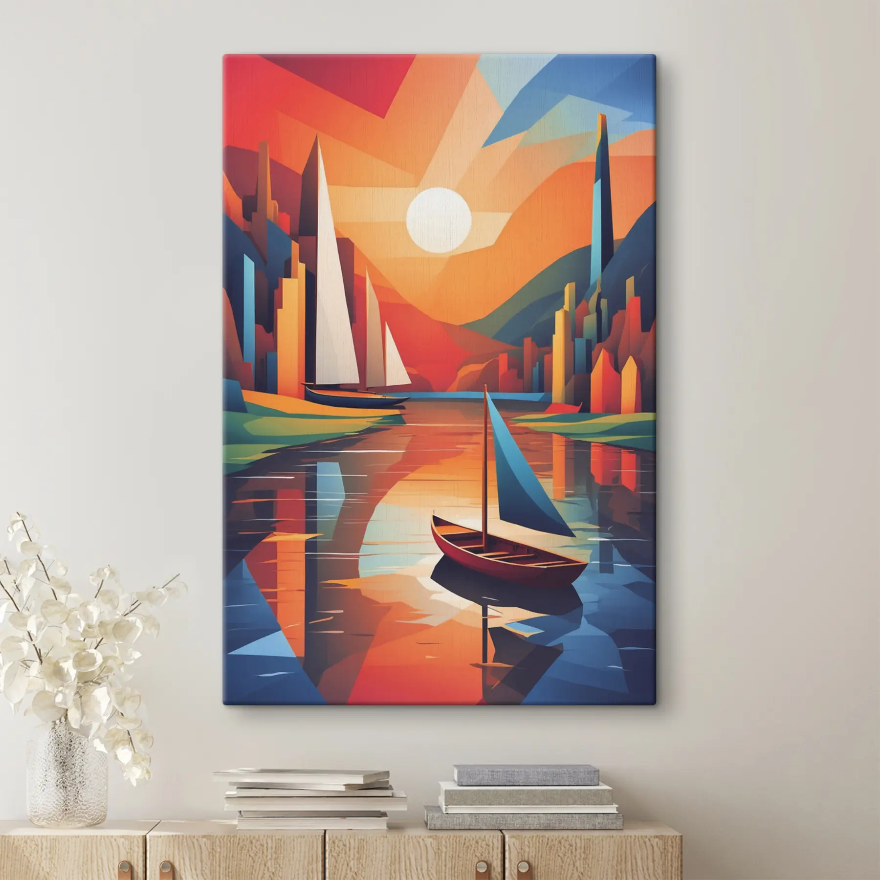Fototapetai Laivas upėje. Vektorinė grafika s38179