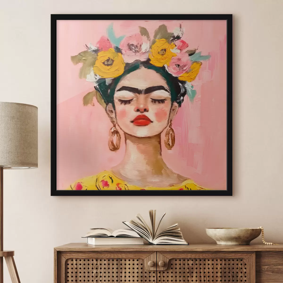 Plakatas Tekstūra su Fridos Kahlo atspaudu f38292