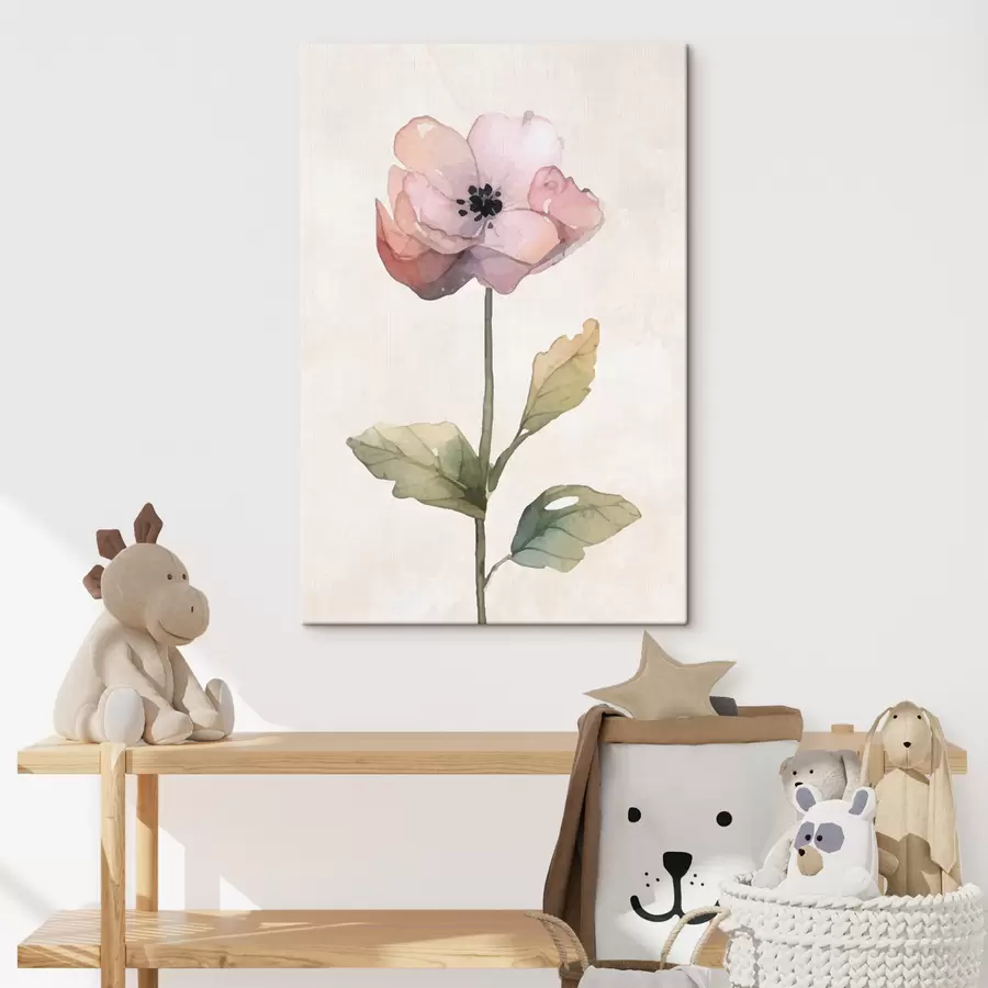 Fototapetai didelė rožinė gėlė, akvarelė, pastelė s38327