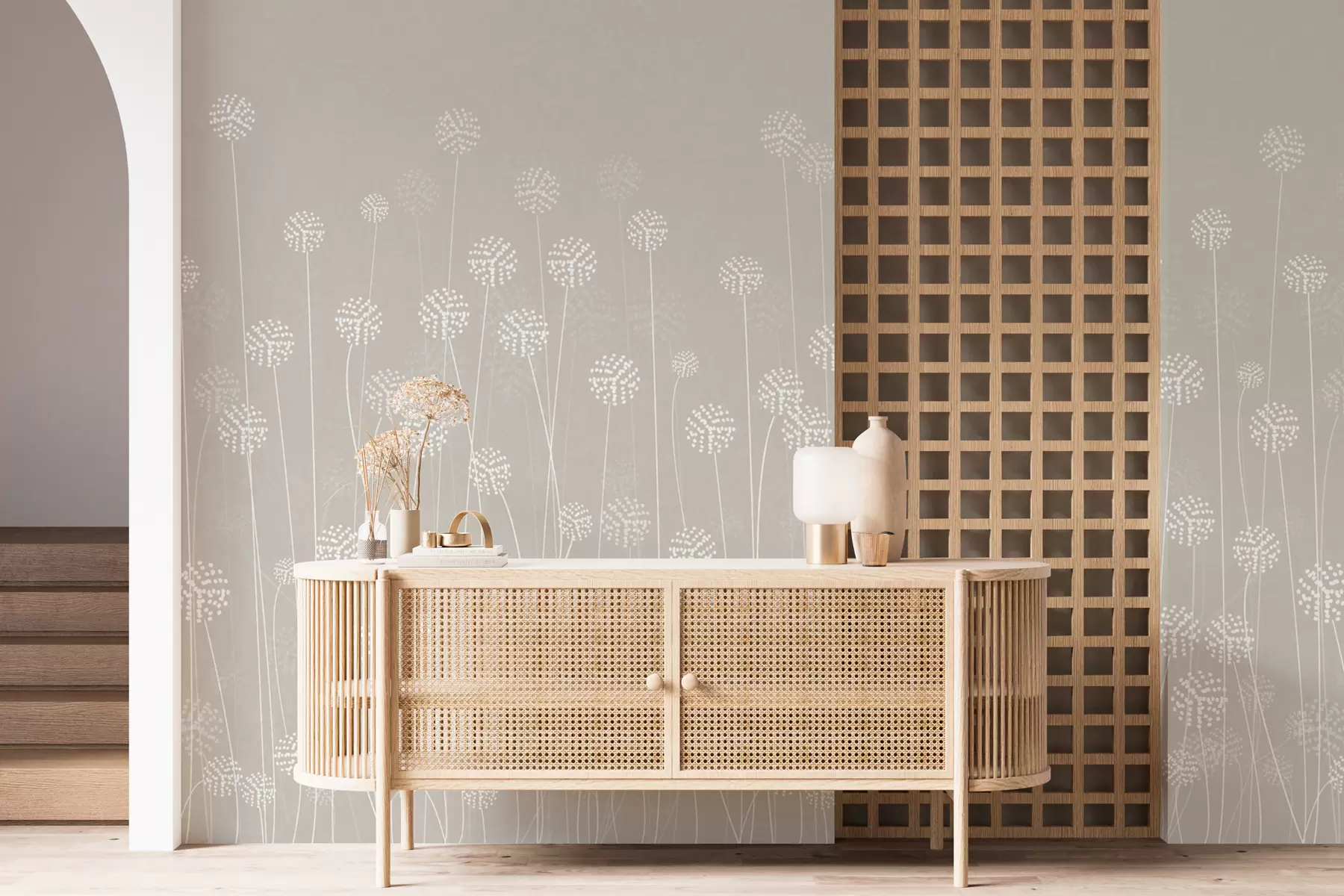 Fototapetai Smėlio spalvos kiaulpienių laukas w00613