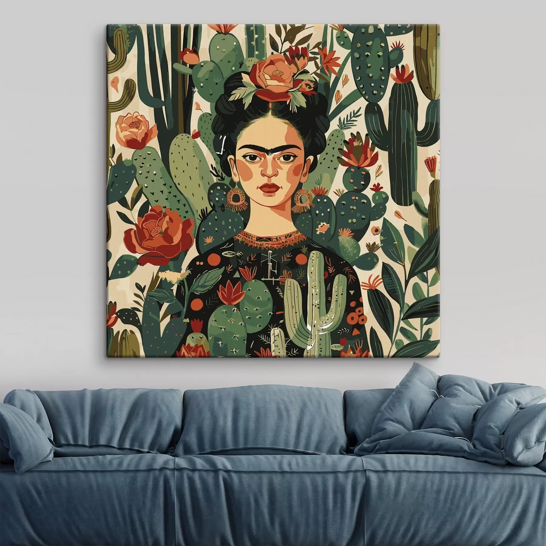 Fototapetai Žaliojo stiliaus Frida kaktusuose s38415