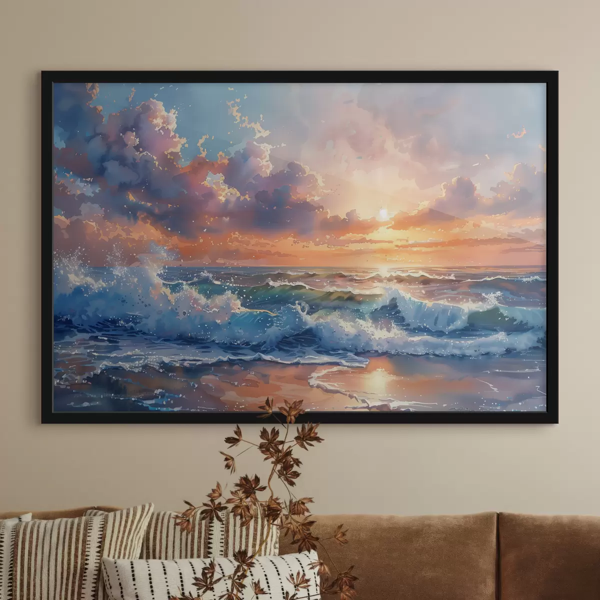 Plakatas Saulėlydis bangų fone f38474