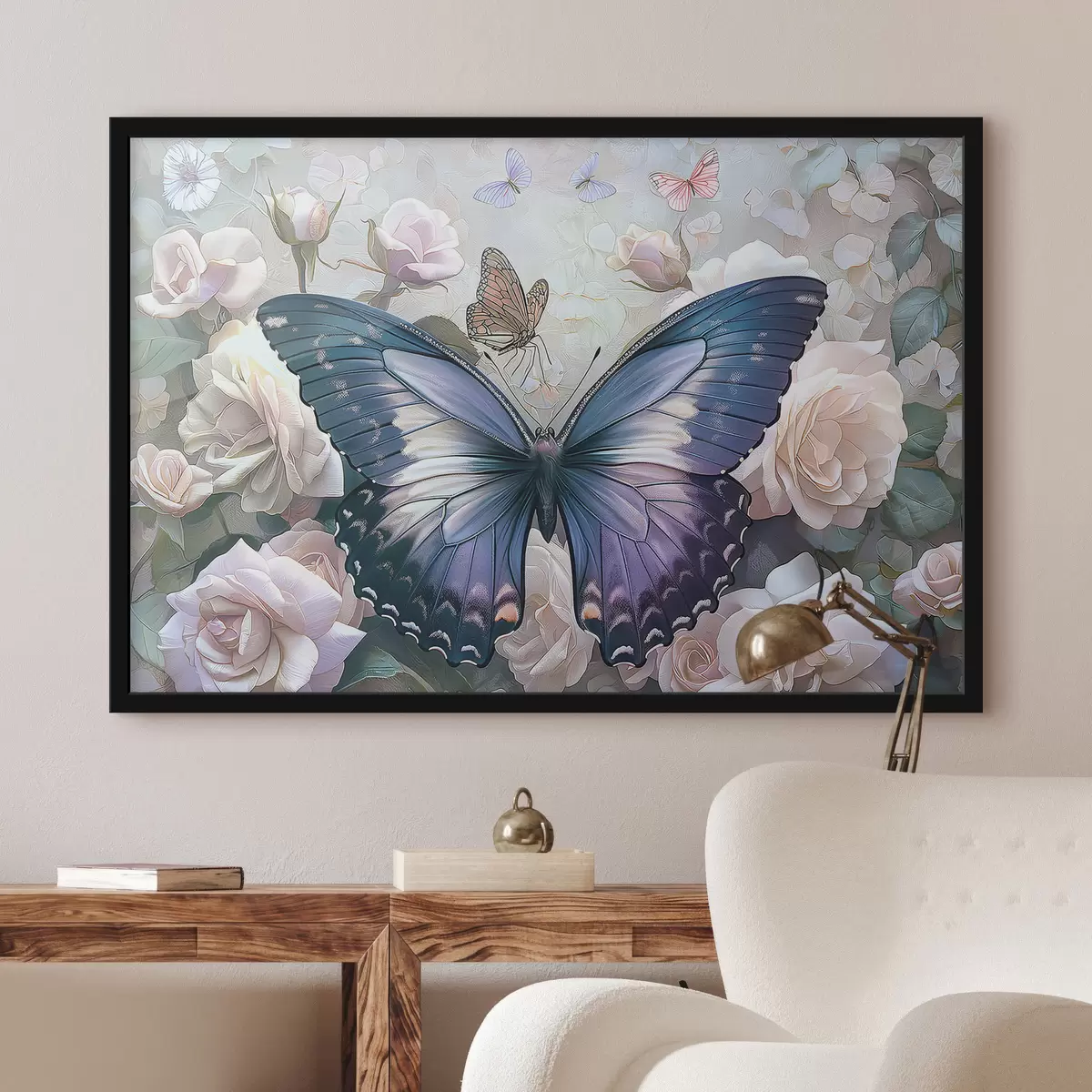 Plakatas Didelis drugelis žieduose f38533