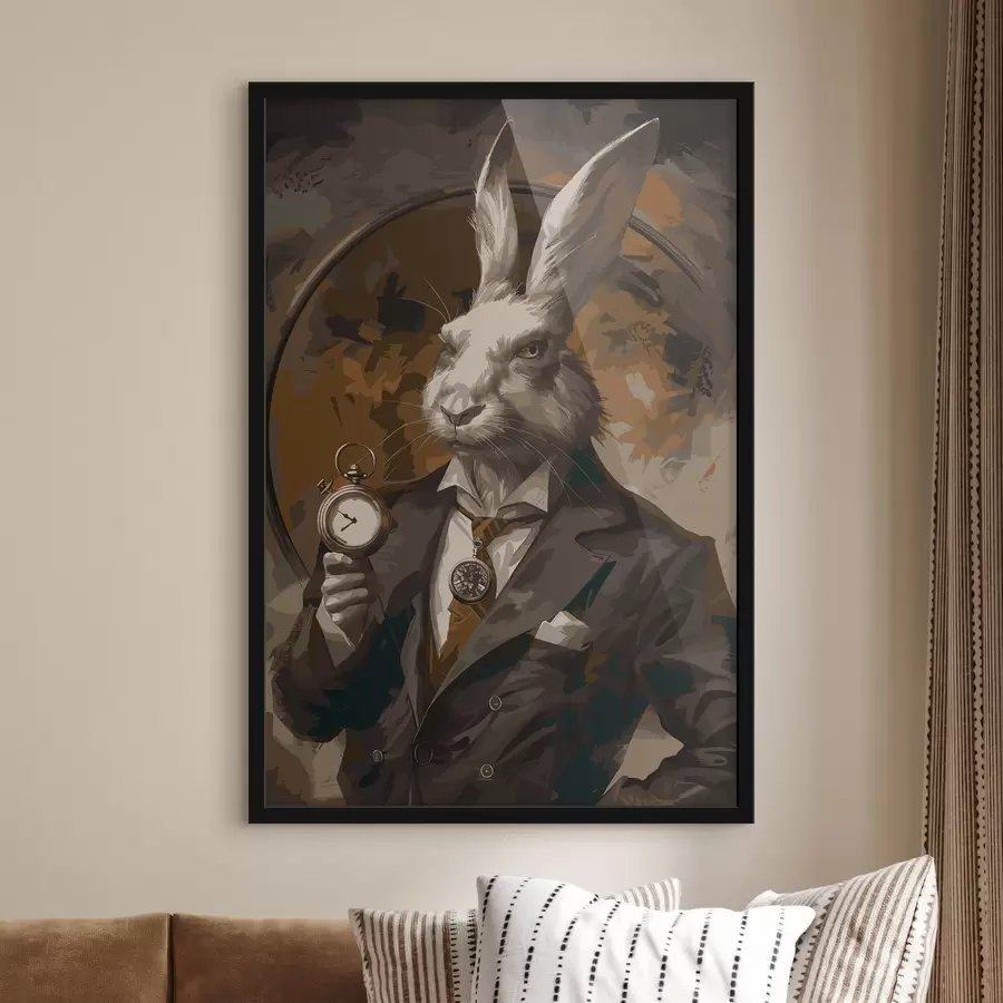 Fototapetai Kiškis su vintažinio stiliaus laikrodžiu f38507