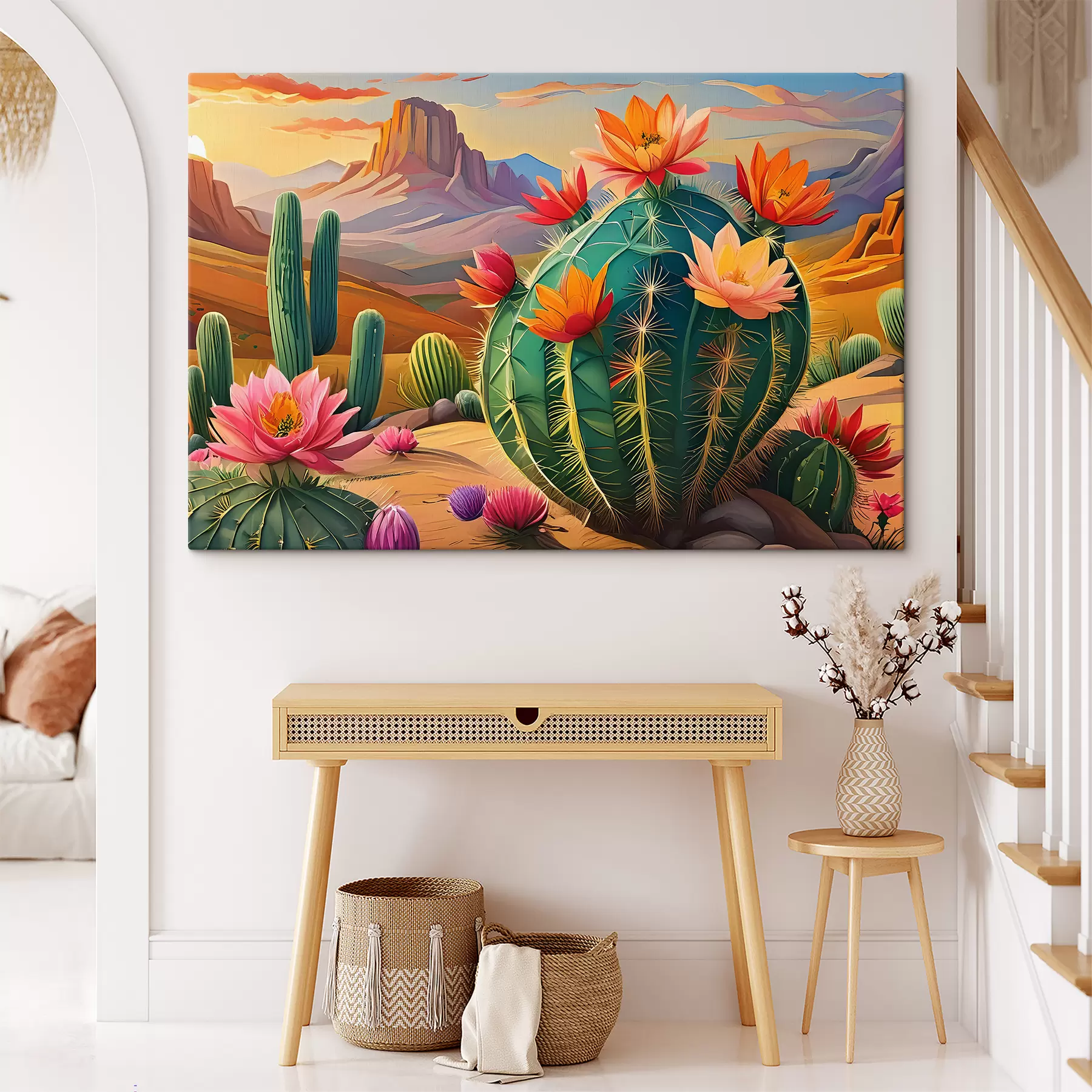 Fototapetai dideli kaktusai su gėlėmis s38607