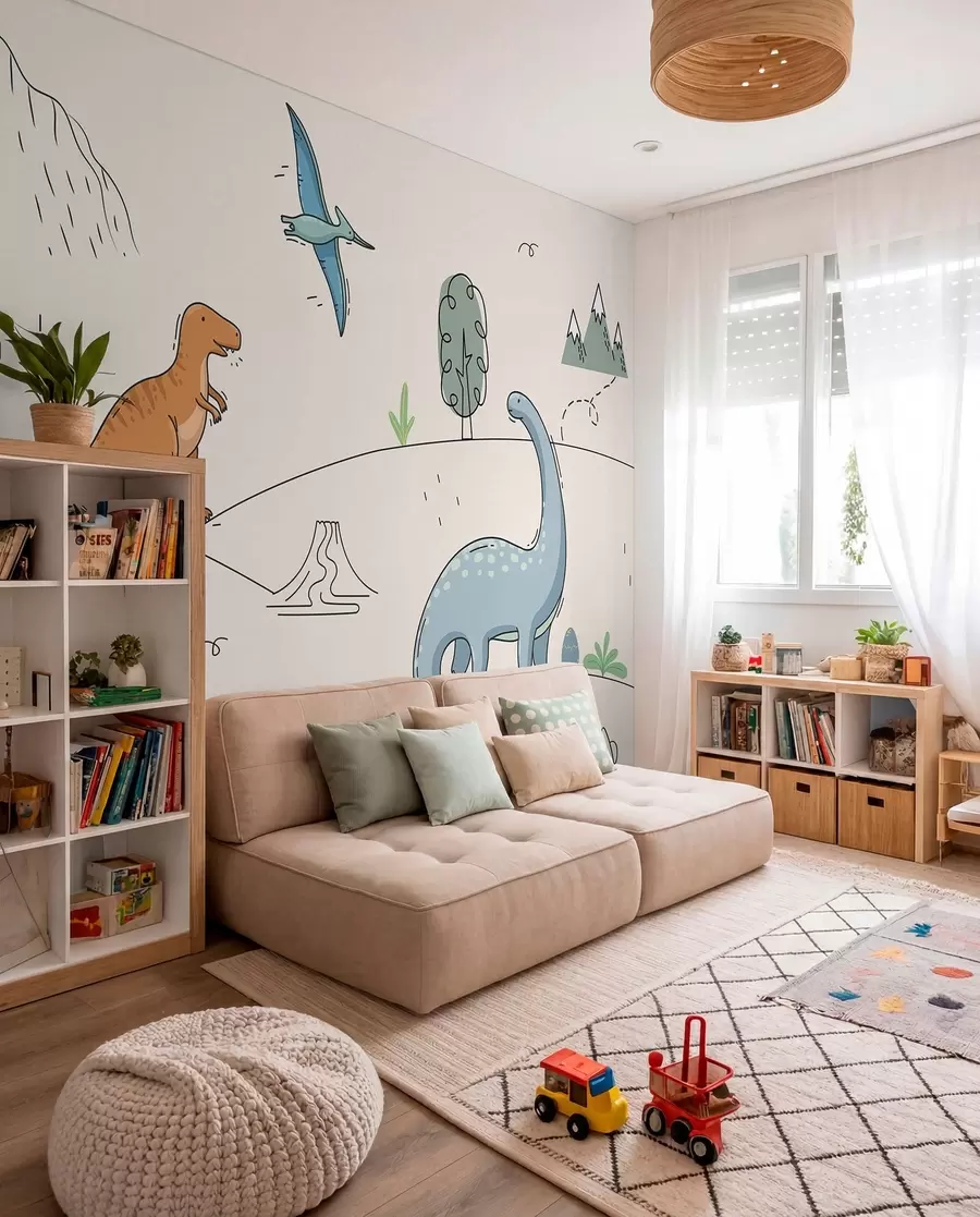 Fototapetai Spalvingi dinozaurai ant kalvų w00637
