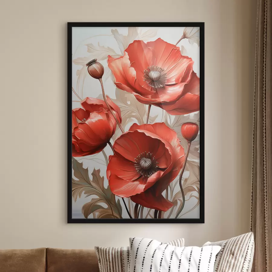 Paveikslėlis Didelės raudonos aguonos su aliejiniais dažais f38732