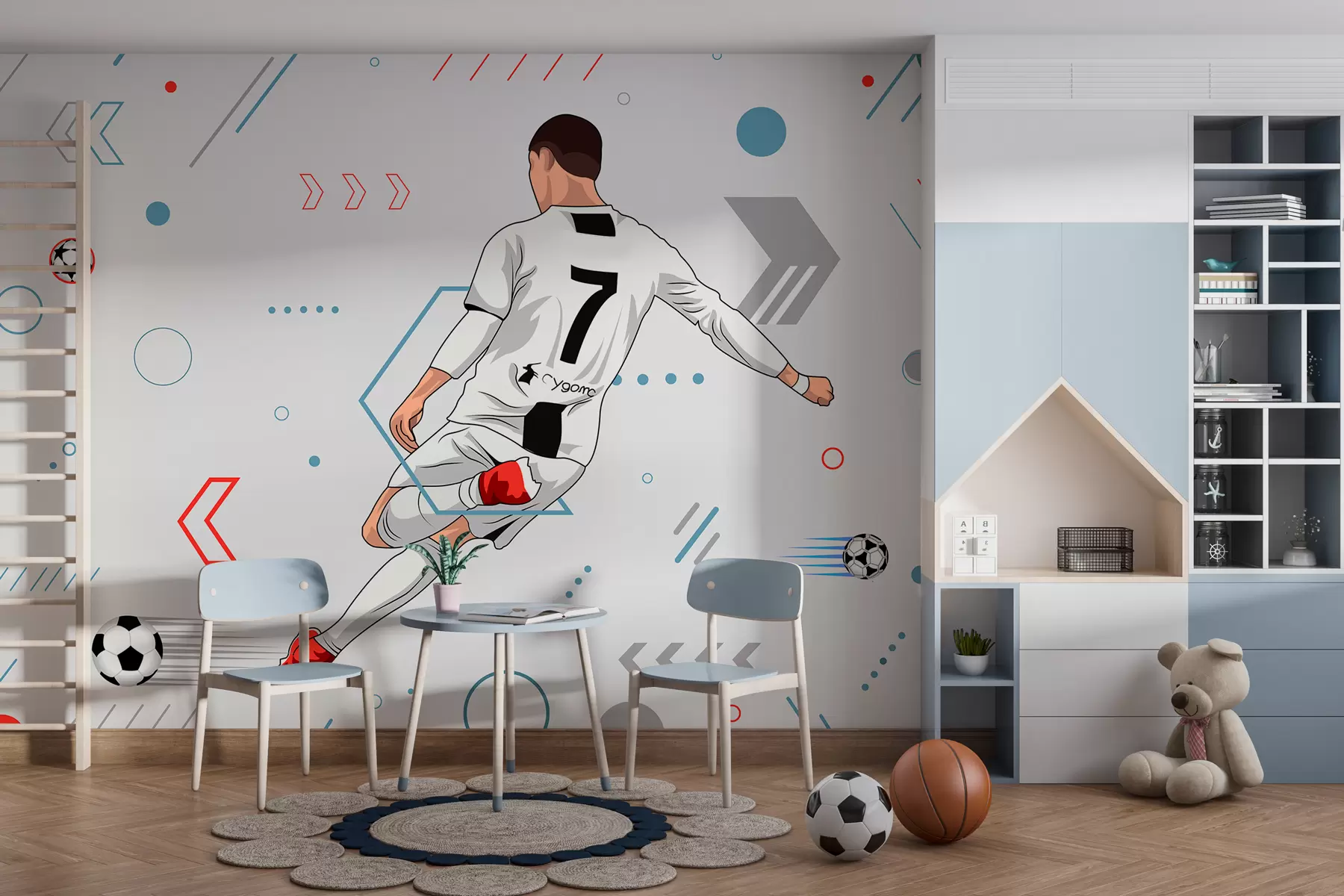 Fototapetai Tapetai su futbolininku ir futbolo atributika w00688