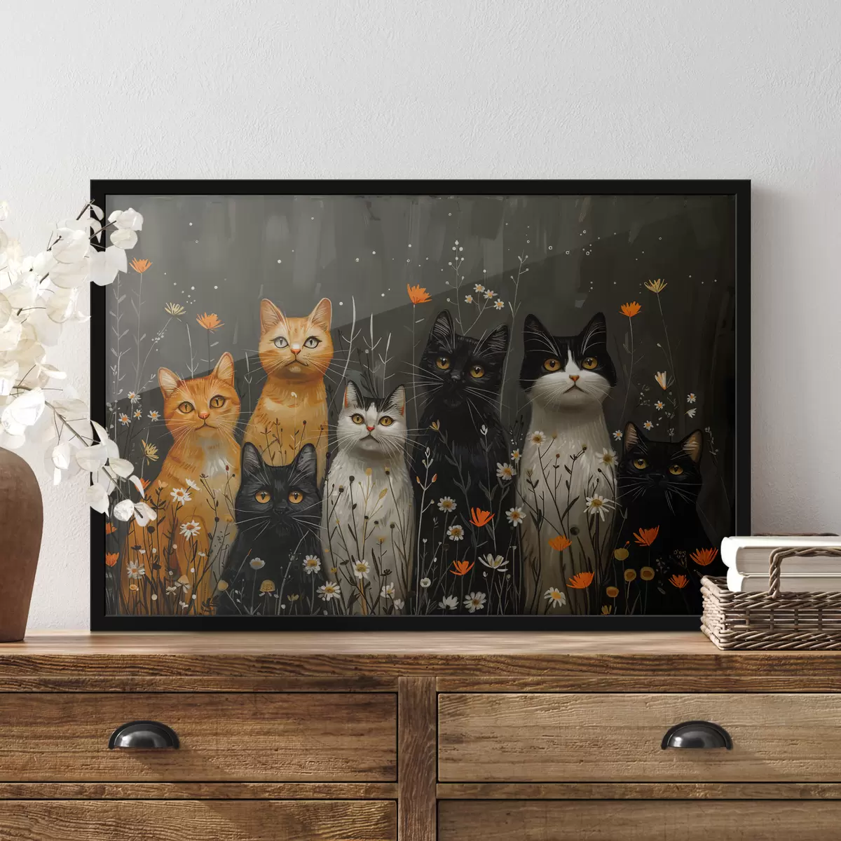 Plakatas Katės gėlėse f38798