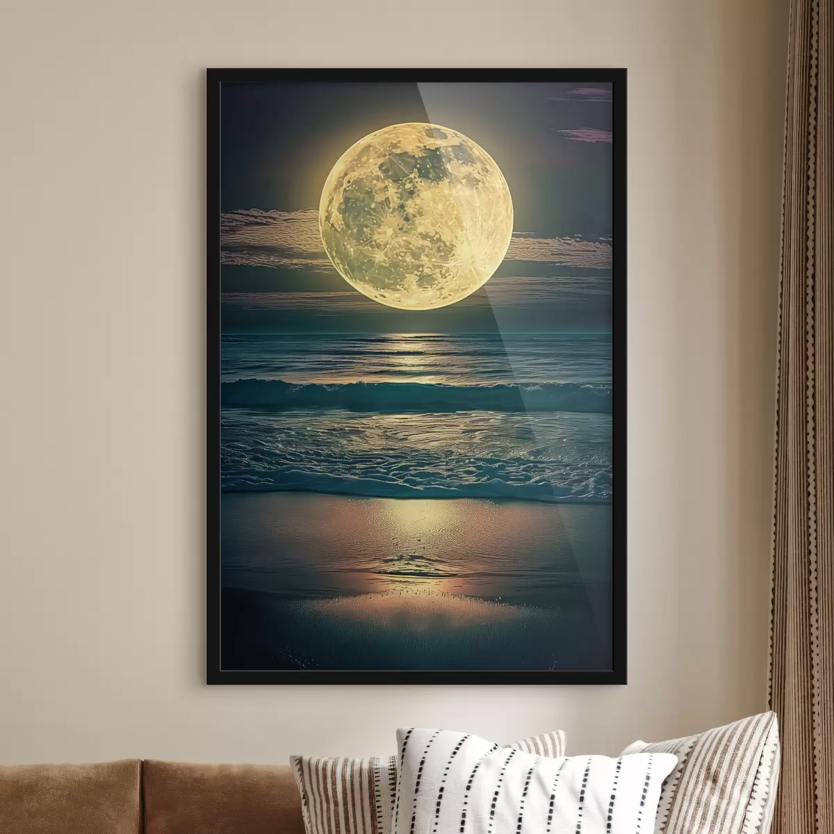 Plakatas Didelis mėnulis virš vandenyno f38865
