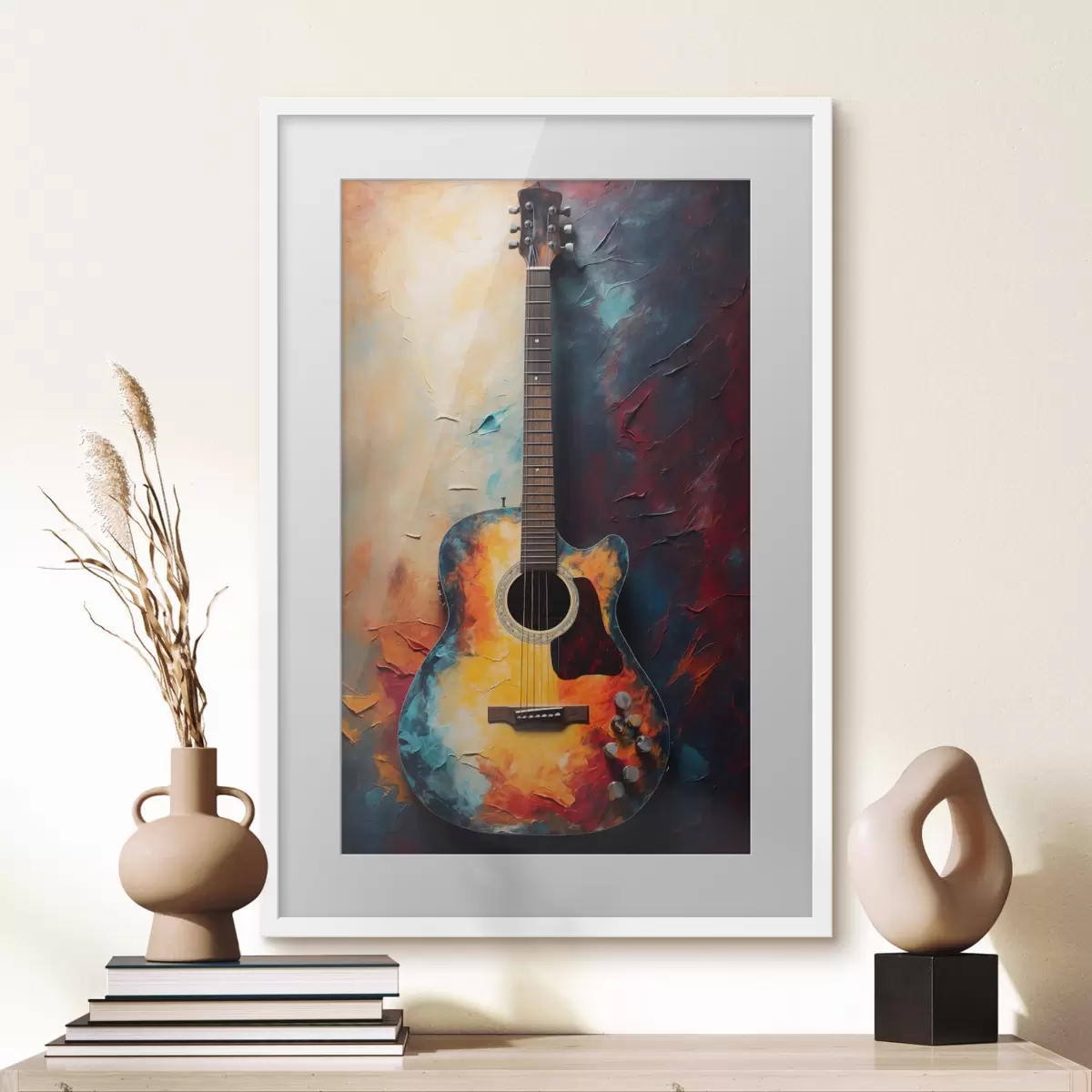 Plakatas Gitara ryškiomis spalvomis f39002