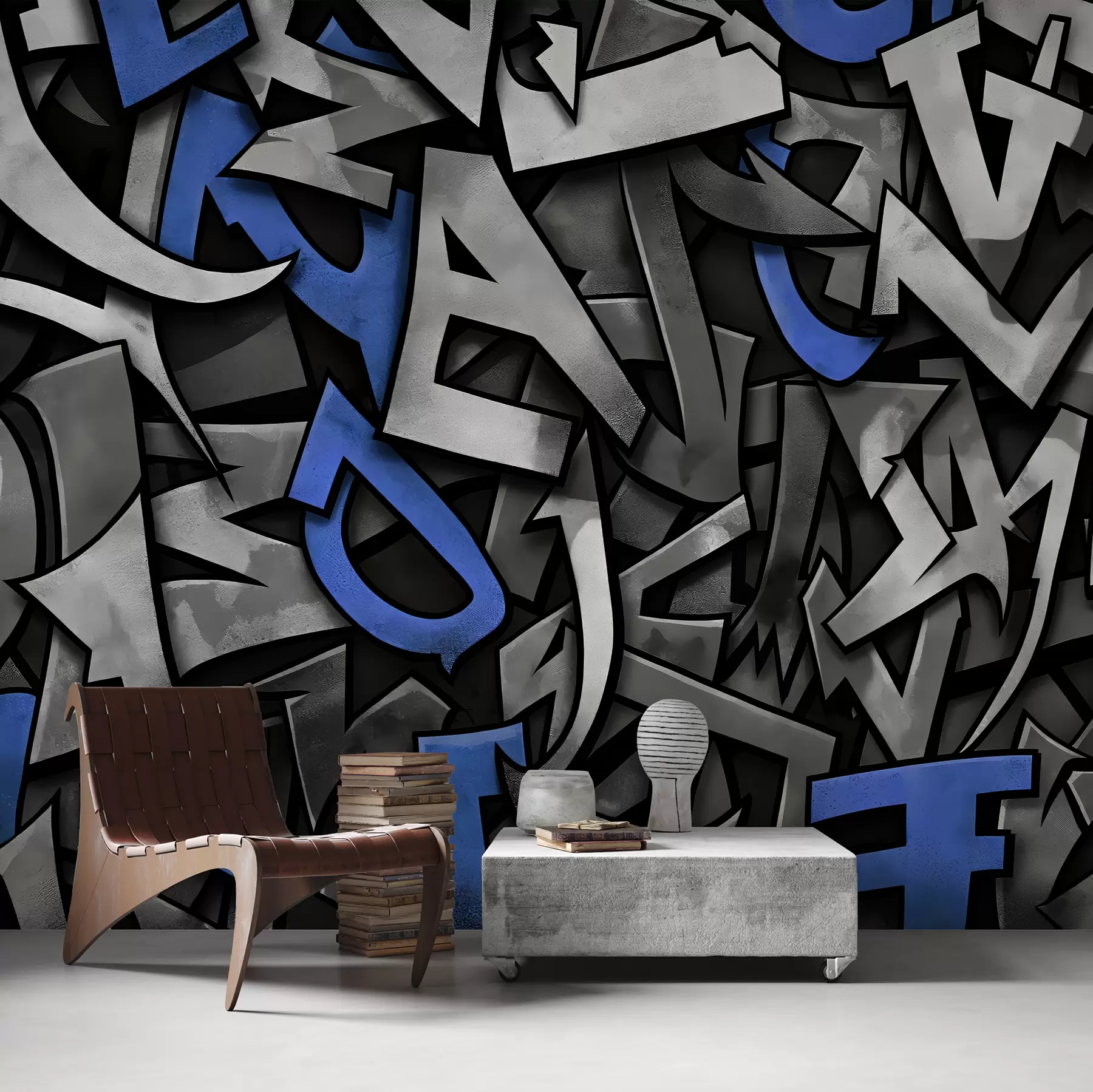 Fototapetai Graffiti didžiosios raidės mėlynos spalvos w01186v1